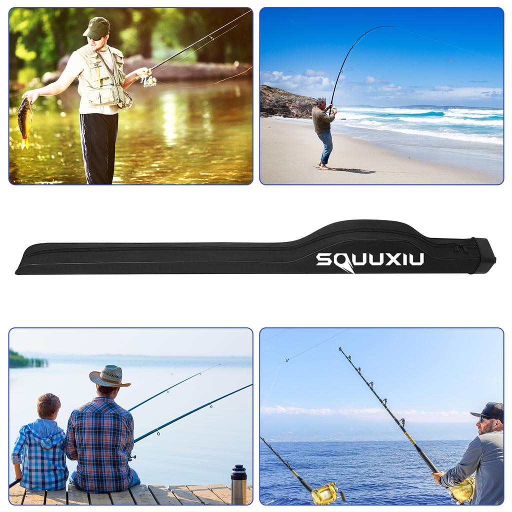 Large Tackle Bag Waterproof Fishing Rod Bag 1.3m-1.5m Fishing Pole Protective Pouch Hard Shell