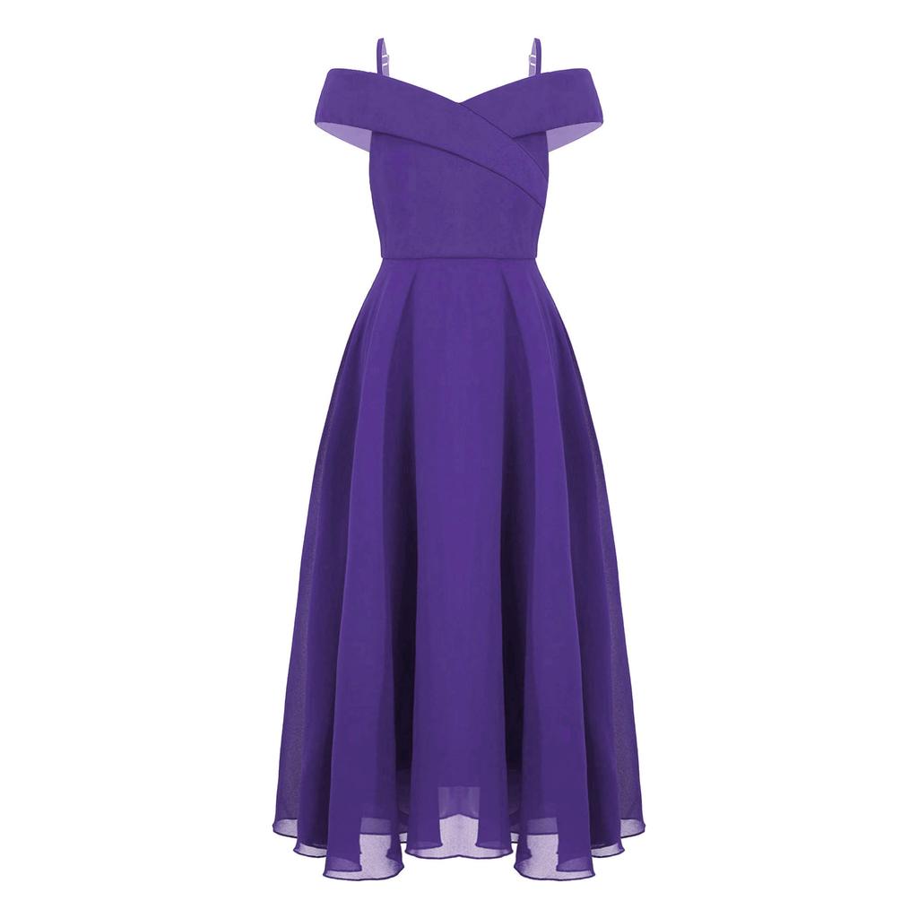 Длинное платье для девочек с открытыми плечами, элегантное вечернее платье макси, свадебное, танцевальное, бальное платье