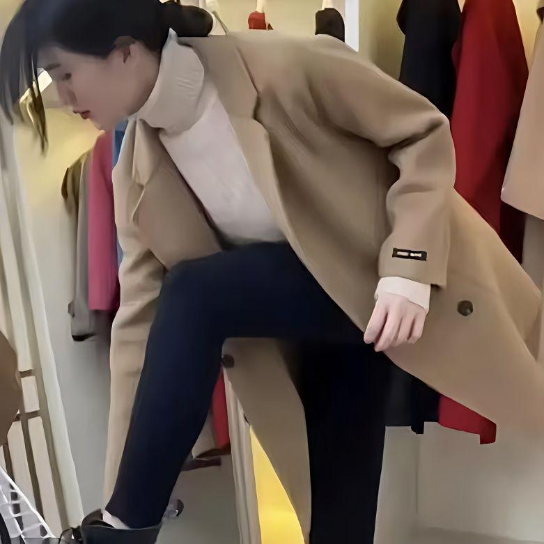 Coffee-Colored Double-Faced Wool Women's Short Coat - 2025 Autumn/Winter Korean-Style Loose Fit