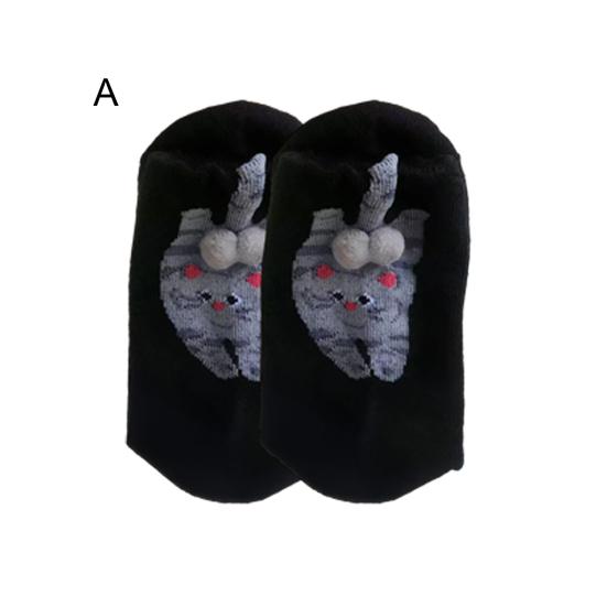 Cute Cat Socks with Balls for Women Novelty Animal Crew Socks Funny 3D Fuzzy Balls Cotton Sock for Cat Lovers