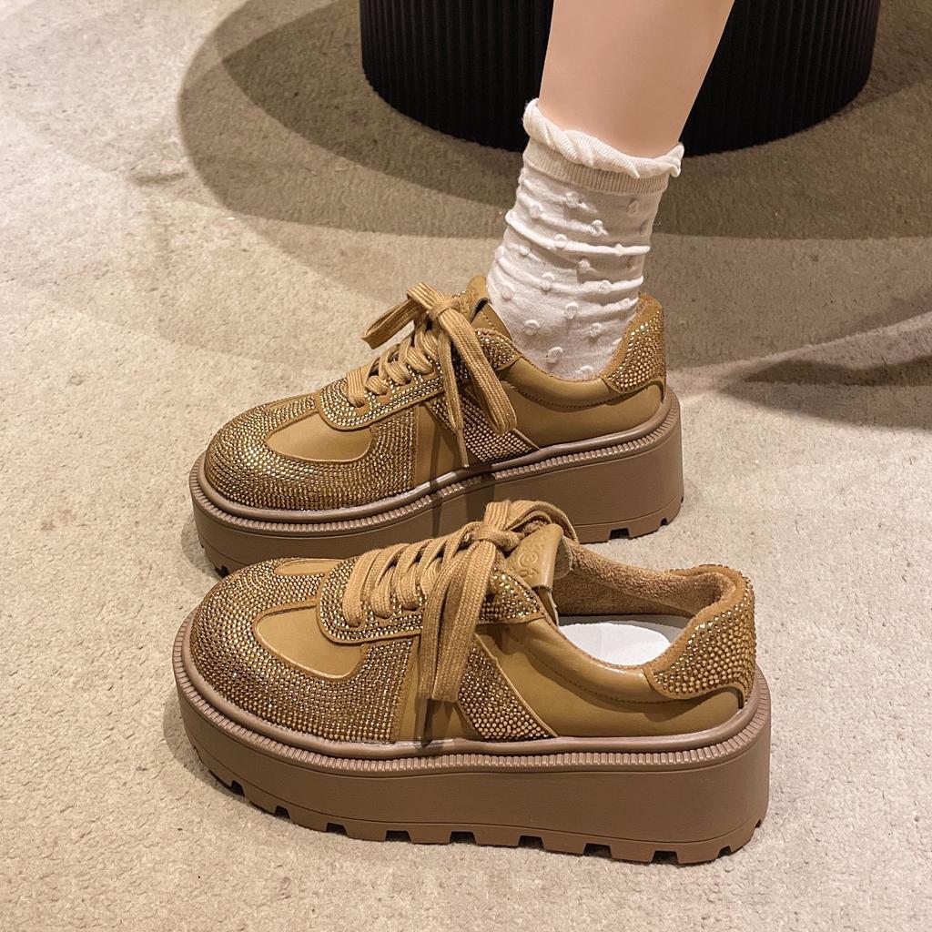 Модные женские повседневные спортивные туфли с толстой подошвой и защитой от столкновений, с ромбовидным узором, ручной работы, тренировочные туфли класса люкс, зимние кроссовки для женщин