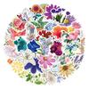 50 New Styles of Floral Flowers Doodle Stickers Decorative Notebook Guitar Suitcase Waterproof Stickers