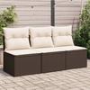 VidaXL Garden Sofa with Cushions 3-Seater, Seat with Backrest, Patio Furniture Backyard Terrace Outdoor, Brown 366219