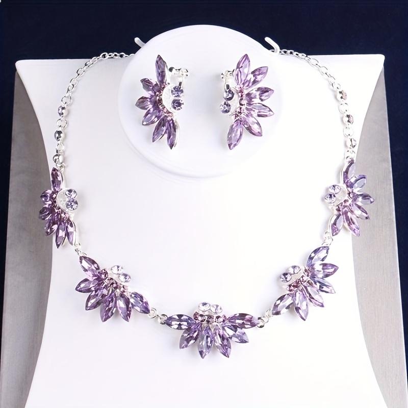 Атмосферные свадебные аксессуары высокого класса, фиолетовое колье-корона, набор серег, комплект для свадебного платья, свадебные аксессуары, сценическое выступление