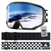 HIKENTURE Ski Goggles for Japanese Glasses Double Wide Field of Flat Helmet UV Impact Heat Flame Suitable for Men and Adjustable Suitable for Winter