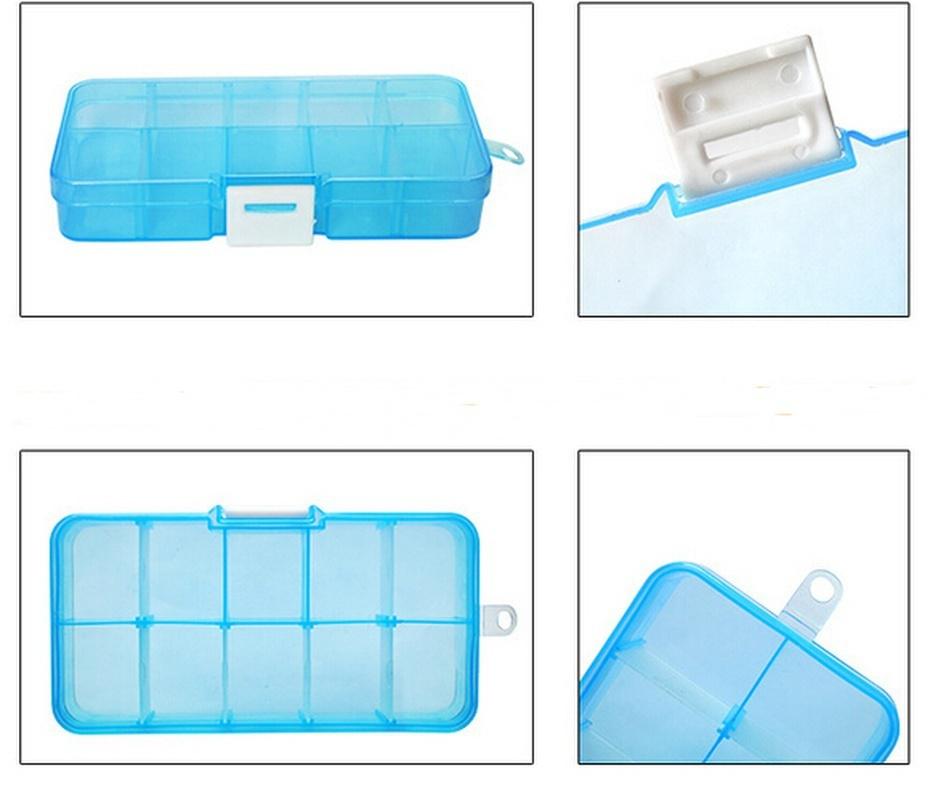The Cheapest! 10 Grid Can Split Transparent PP Plastic Storage Box Jewelry Small Components Hardware