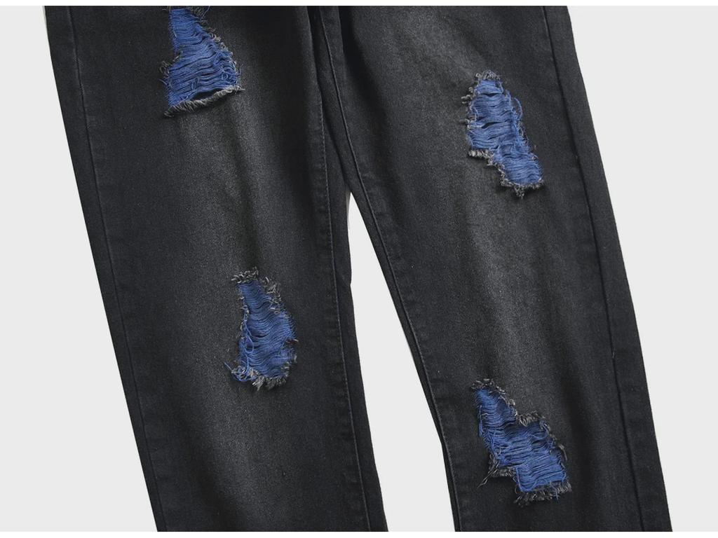 Мужские рваные джинсы Cross-Border Slim Fit из денима