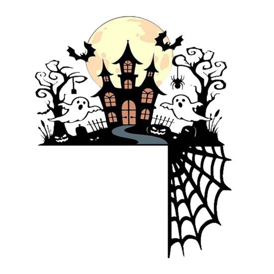 Halloween Door Corner Sign Metal Witch Cat Bat Ghost Spider Web Door Topper Sign Indoor Door Window Frame Decoration