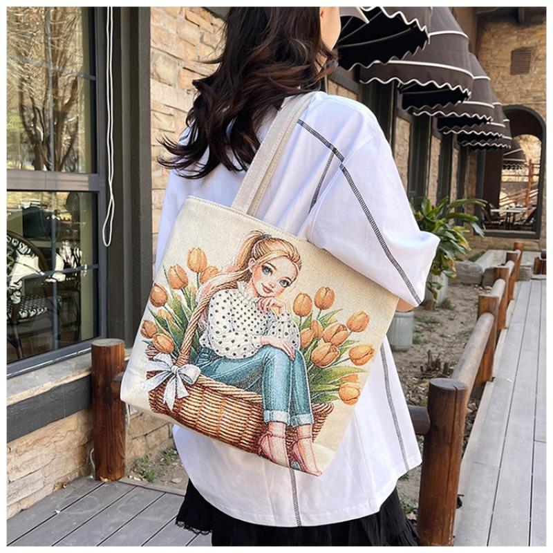 Новое искусство и студент-художник холщовая сумка мультяшная Харадзюку периферийная большая вместимость портативная сумка для покупок милая женская сумка через плечо