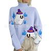 HJX-GL1 Halloween Devil 3D Print High Neck Pullover Sweater - Long Sleeve, Loose Fit for Autumn/Winter
