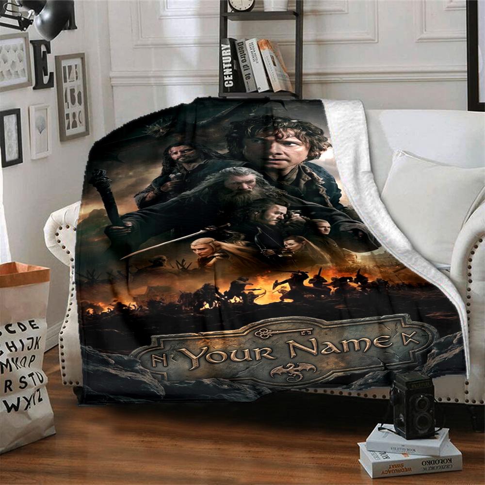 Lord Rings Personalized Text Blanket Lightweight Personalized Blanket Soft Warm Cozy Throw For Nap Seaside Bedding Sofa Ideal for All Seasons