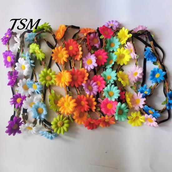 Summer Hair Wreath for Photoshoot Sunflower/Daisy Headband Women Girls, Flower Headpiece, Adjustable Elastic Daisy Children Silk Crown Beach