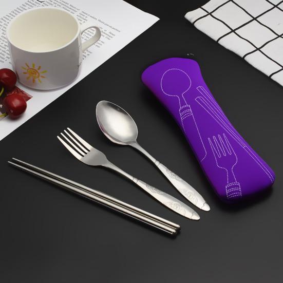 Набор столовых приборов с сумкой на молнии, набор дорожной посуды из нержавеющей стали, вилка, ложка, палочки для еды, прочный чехол для хранения для домашнего ресторана, на открытом воздухе