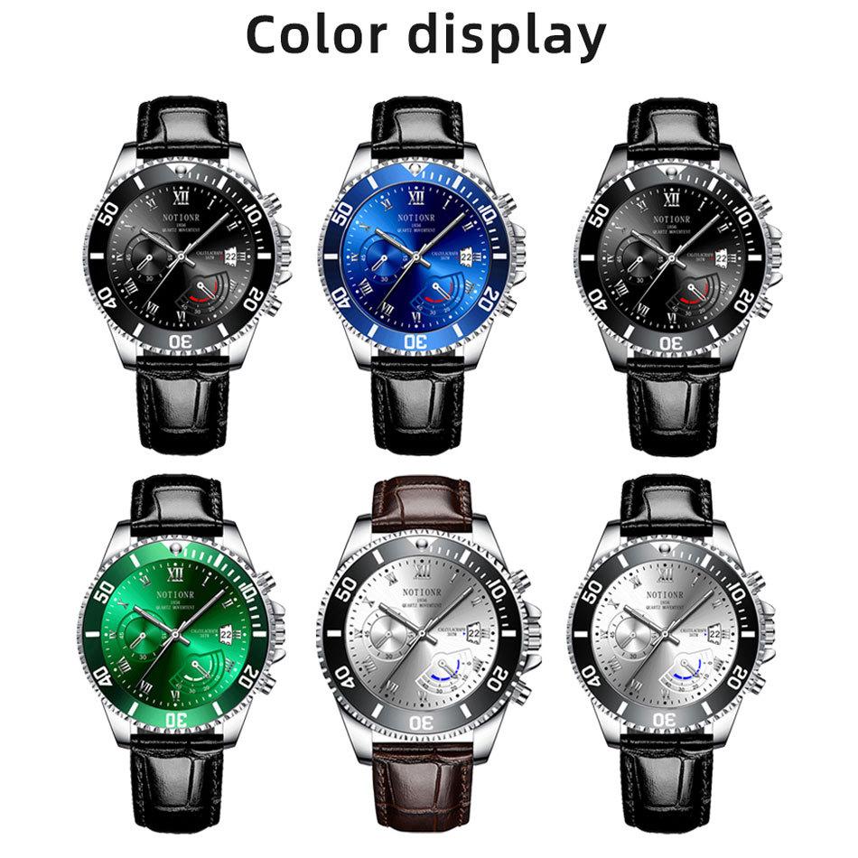 Мужские модные часы Классические кварцевые часы Модные деловые часы Спортивные мужские часы Кожаный ремешок