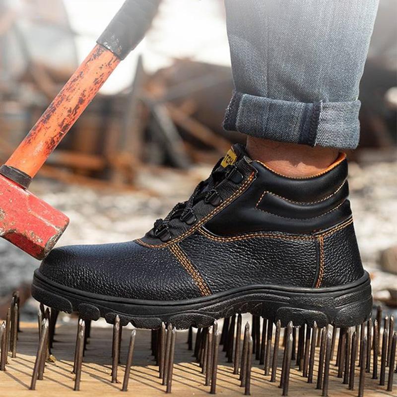 Oulylan Мужская рабочая обувь с защитой от ударов, однотонная, стальной подносок, защитные ботинки с защитой от проколов и водонепроницаемые для мужчин