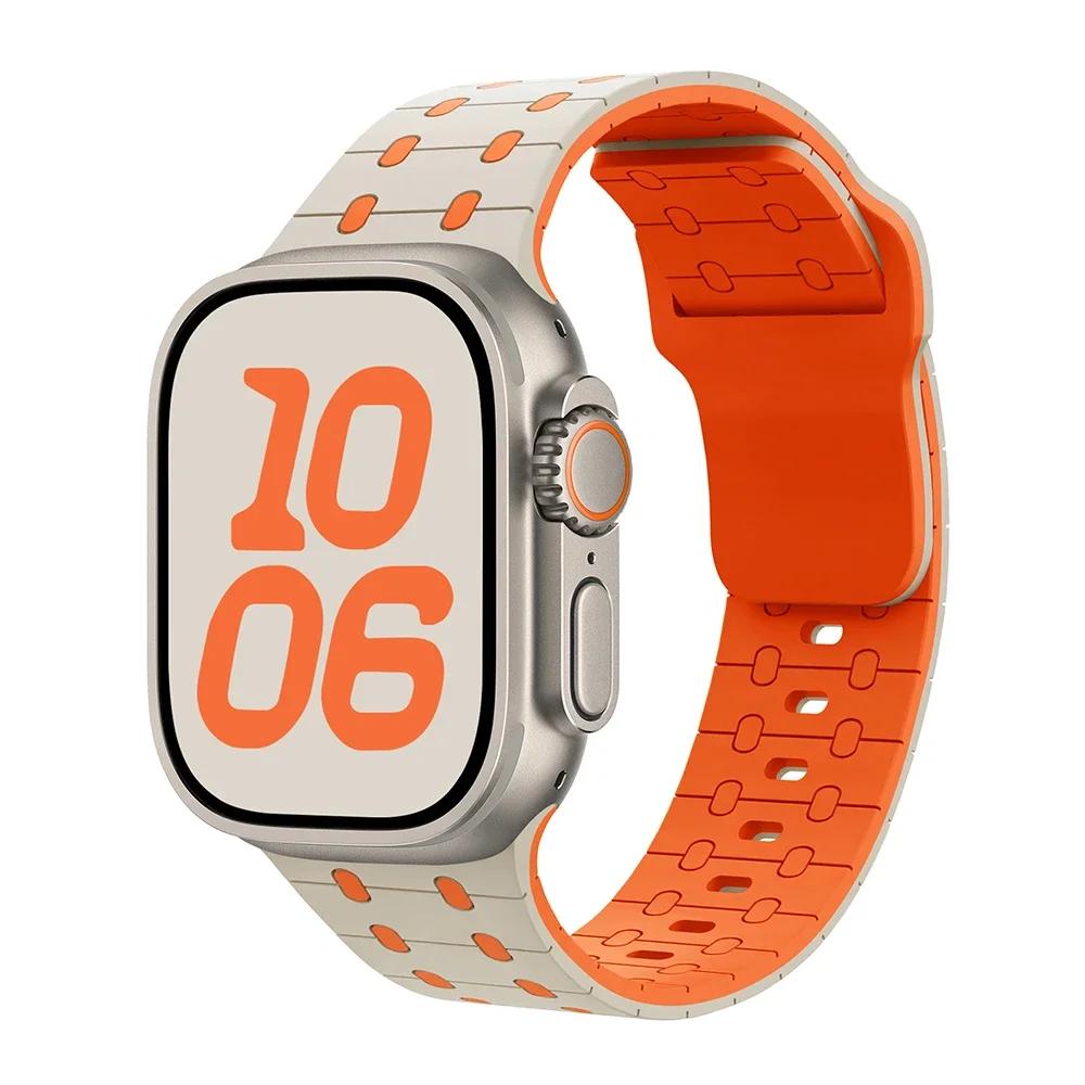 Магнитный силиконовый браслет для Apple Watch ultra 2 ремешок 49 мм 45 мм 44 мм 40 мм 42 мм 46 мм 41 мм 38 мм IWatch Series 10 SE 9 8 7