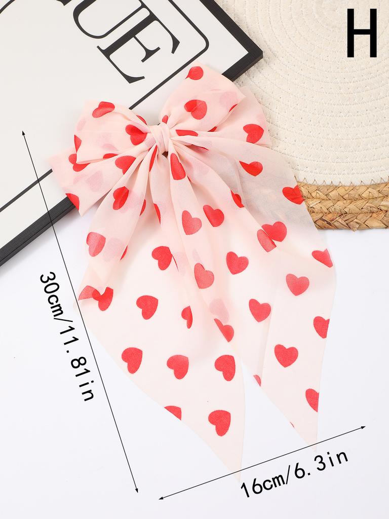 Valentine's Day Sweet Korean Women Bow Ribbon Hair Clip Spring Clip Double Layers Bowknot