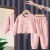 2024 Girls' Bear Sweater & Trousers Set - Stylish Cartoon Two-Piece for Spring & Fall