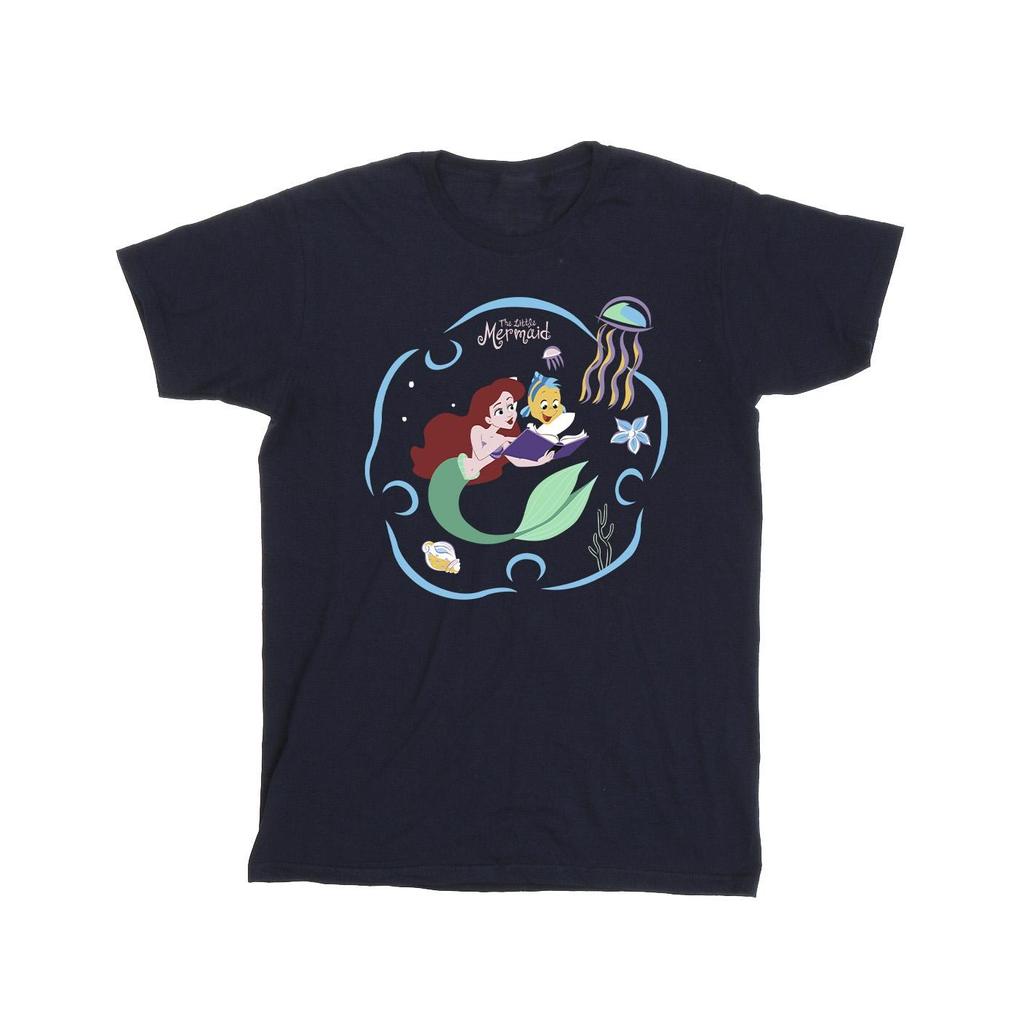 Disney Girls The Little Mermaid Reading A Book Cotton T-Shirt