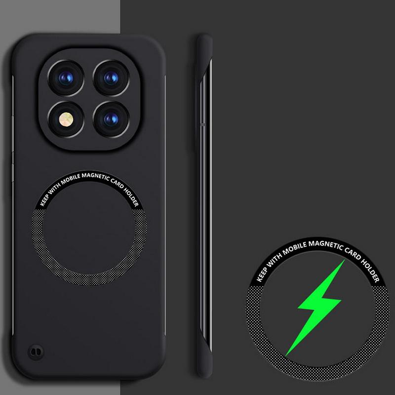 Безрамный тонкий магнитный чехол для телефона Xiaomi Poco F6 Pro X6 Redmi K70E Note 14 Pro 13 однотонный беспроводной зарядный противоударный чехол для MagSafe