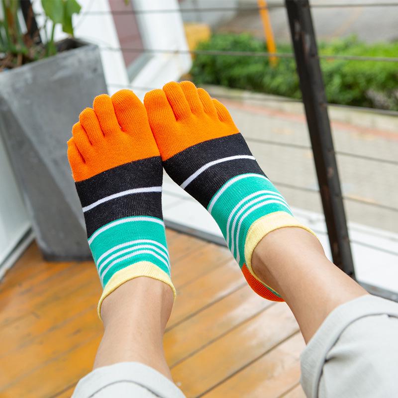 Men's Cotton Five-Toe Socks, All-Season, Short Tube, Low Waist, Sweat-Absorbent