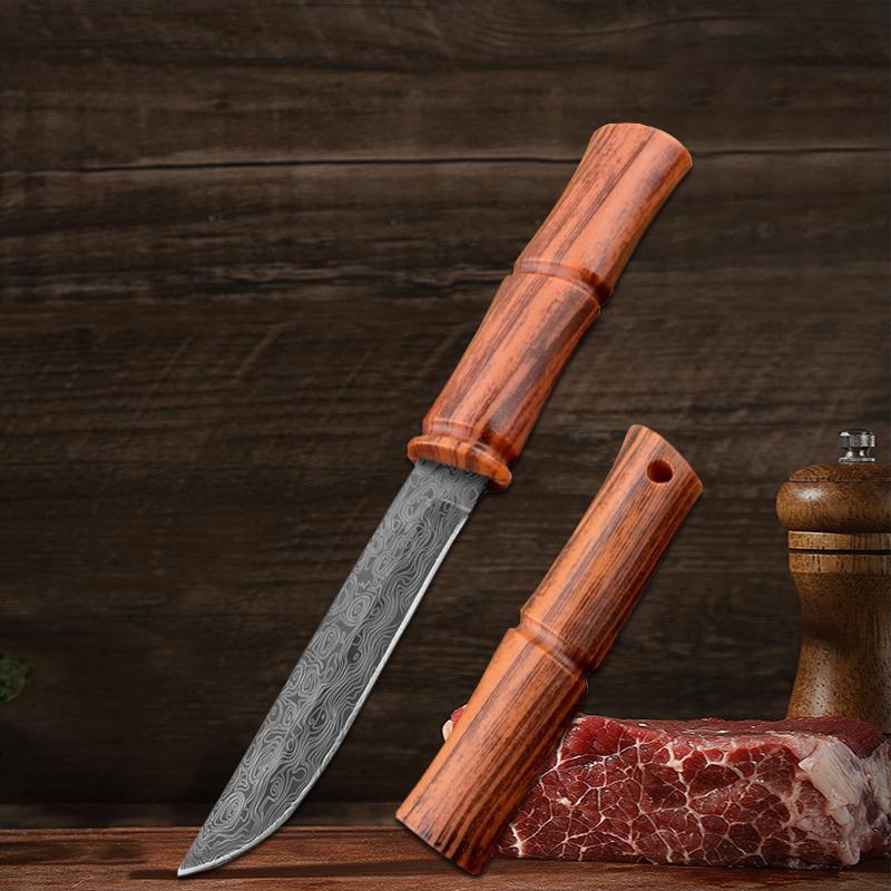 Damascus Pattern Kitchen Knives Boning Paring Knife Meat Cleaver Barbecue Cutting Fishing Fruit Utility Knife Cooking Tools