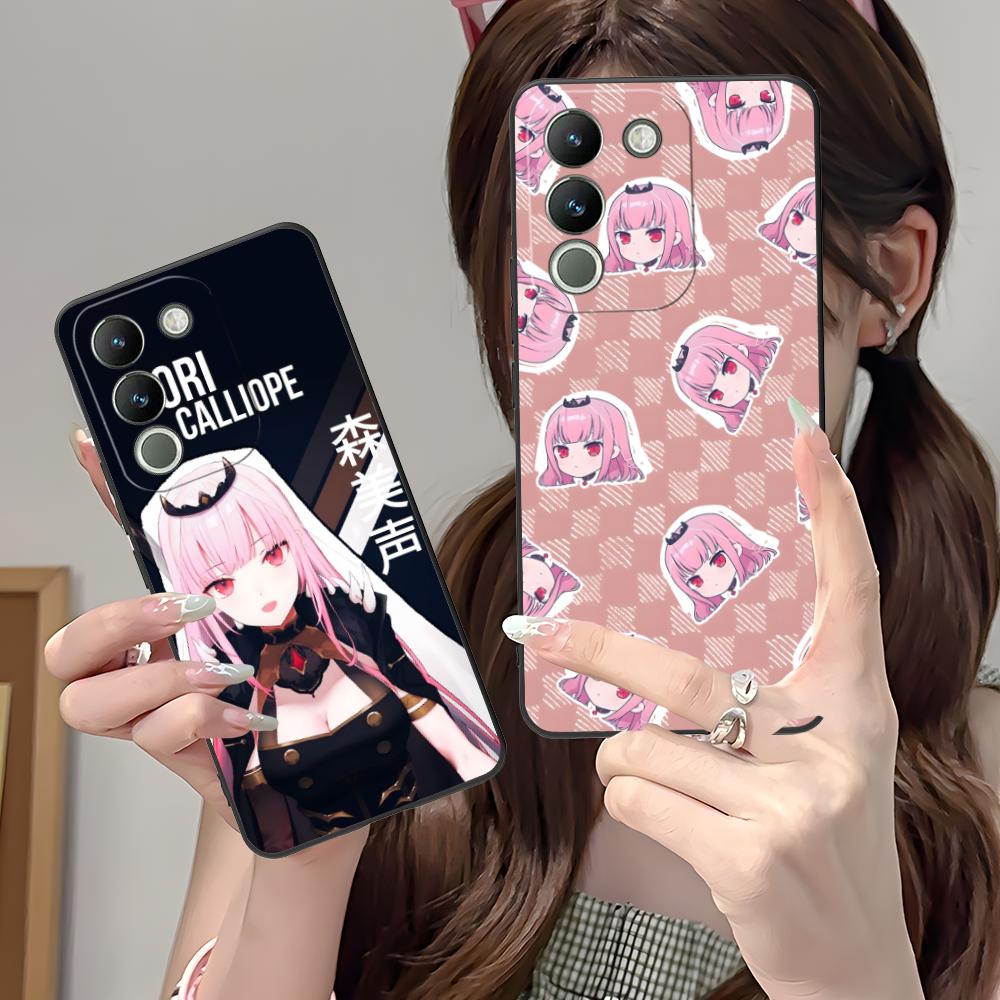 Матовый чехол для мобильного телефона из ТПУ с принтом Holo Mori Calliope для VIVO V60 V50 V40 V30 V29 V27 V25 V23 Pro Lite 5G Цветная защитная крышка