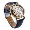 Мужские модные роскошные наручные часы с полым скелетоном и круглым циферблатом из искусственной кожи с ремешком
