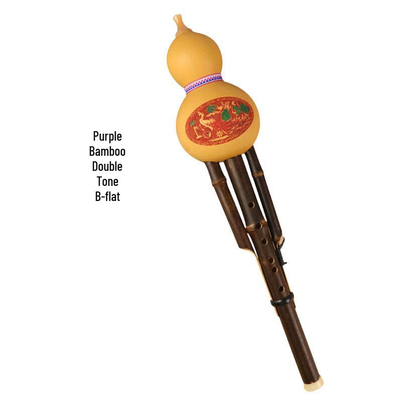 Purple Bamboo Double-Tone Hulusi C/B Flat Ethnic Instrument for Students and Beginners
