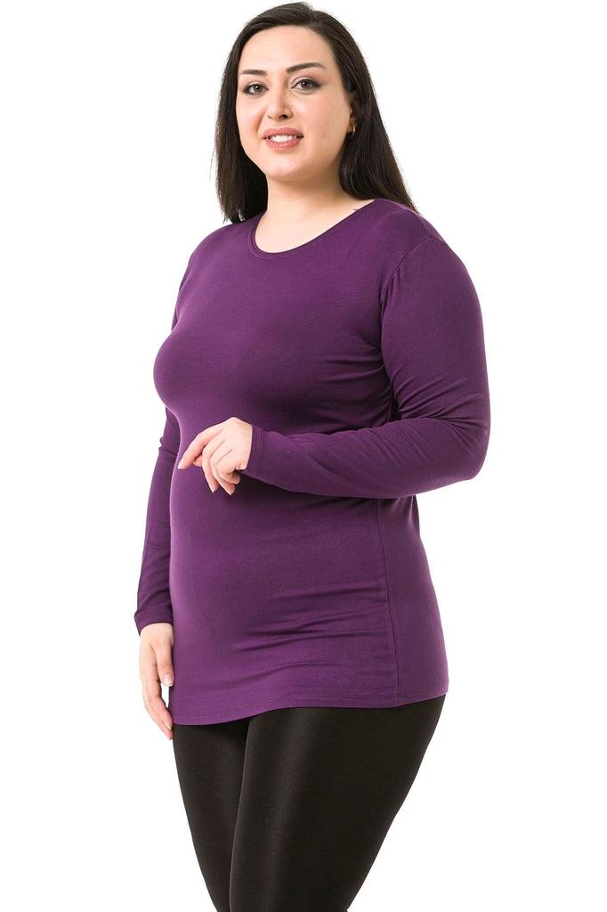 Women's Style Big Size Body Plus Size Crew Neck Long Sleeve Viscose Black Body