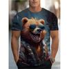 Мужская повседневная футболка с круглым вырезом и 3D-принтом для лета, легкая, дышащая, модная, универсальная, футболка с принтом медведя, не сковывающая движения