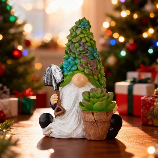 Succulents Hat Gnome Statue Flowerpot Gardening Dwarf Figurine Scuplture Indoor Outdoor Garden Home Office Decoration Ornament