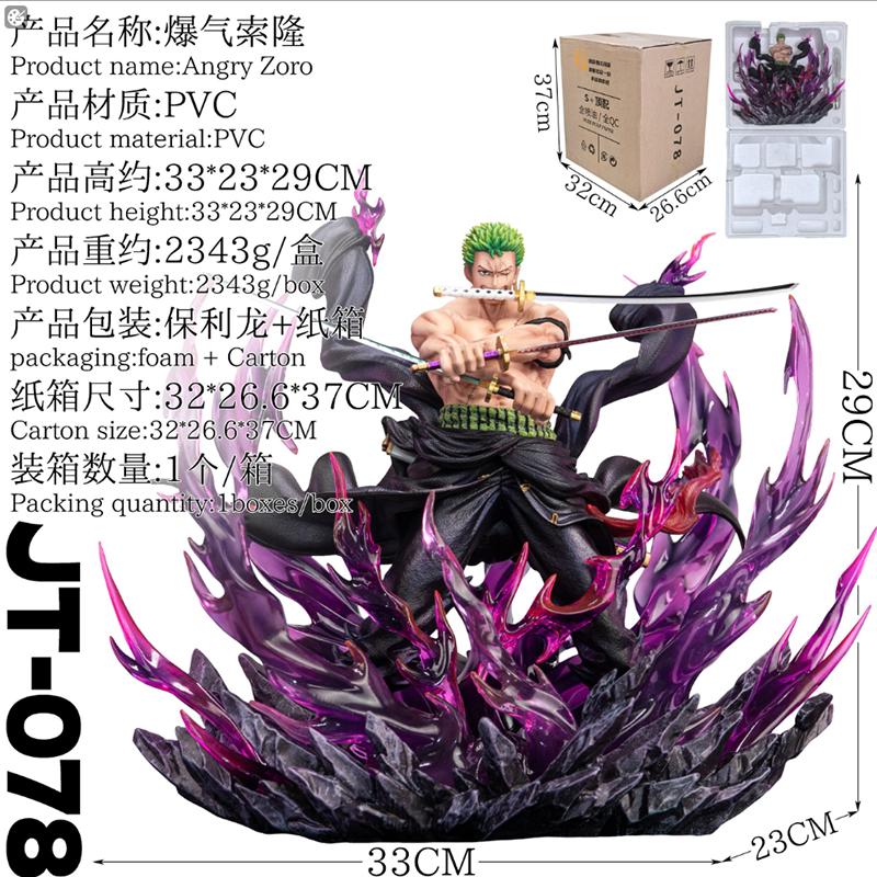 Последняя Хит Продаж JT Toys Фигурка Аниме One Piece Разозленный Зоро Статуэтка из ПВХ Коллекционная Фигурка Украшение Комнаты Рождественские Подарки