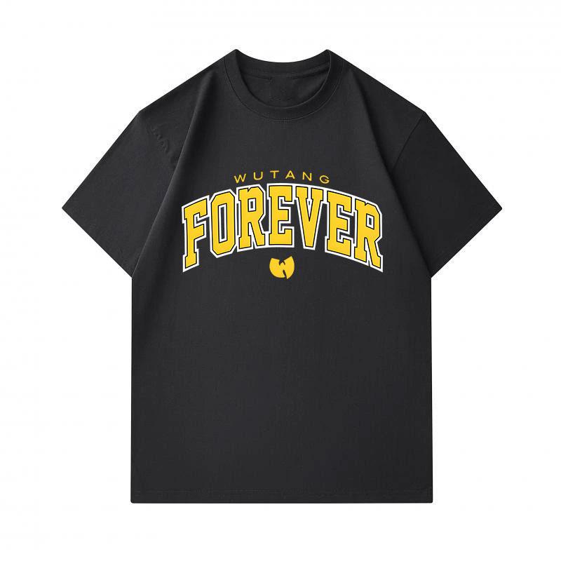 Men's 100% Cotton Crew Neck Short Sleeve T-Shirt, Casual Yellow Forever Print Tees, Comfortable Breathable Loose Tops for Daily Street Wear All Season