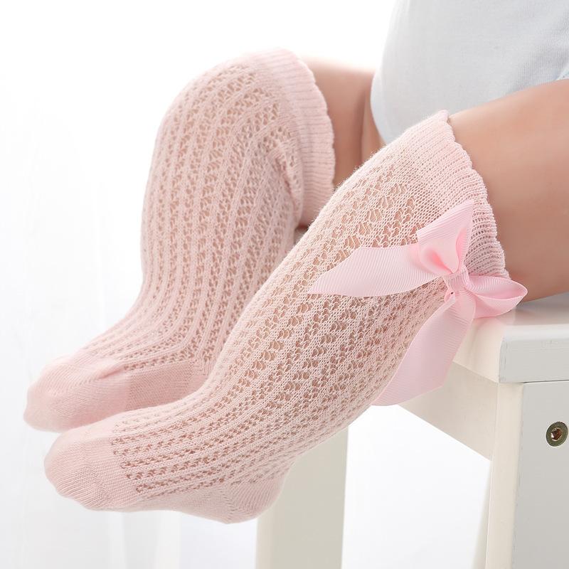 Baby Girl Socks Toddler Baby Bow Cotton Summer Mesh Baby Knee Socks Newborn Infant Non-slip Long Princess Baby Kids Thin Socks
