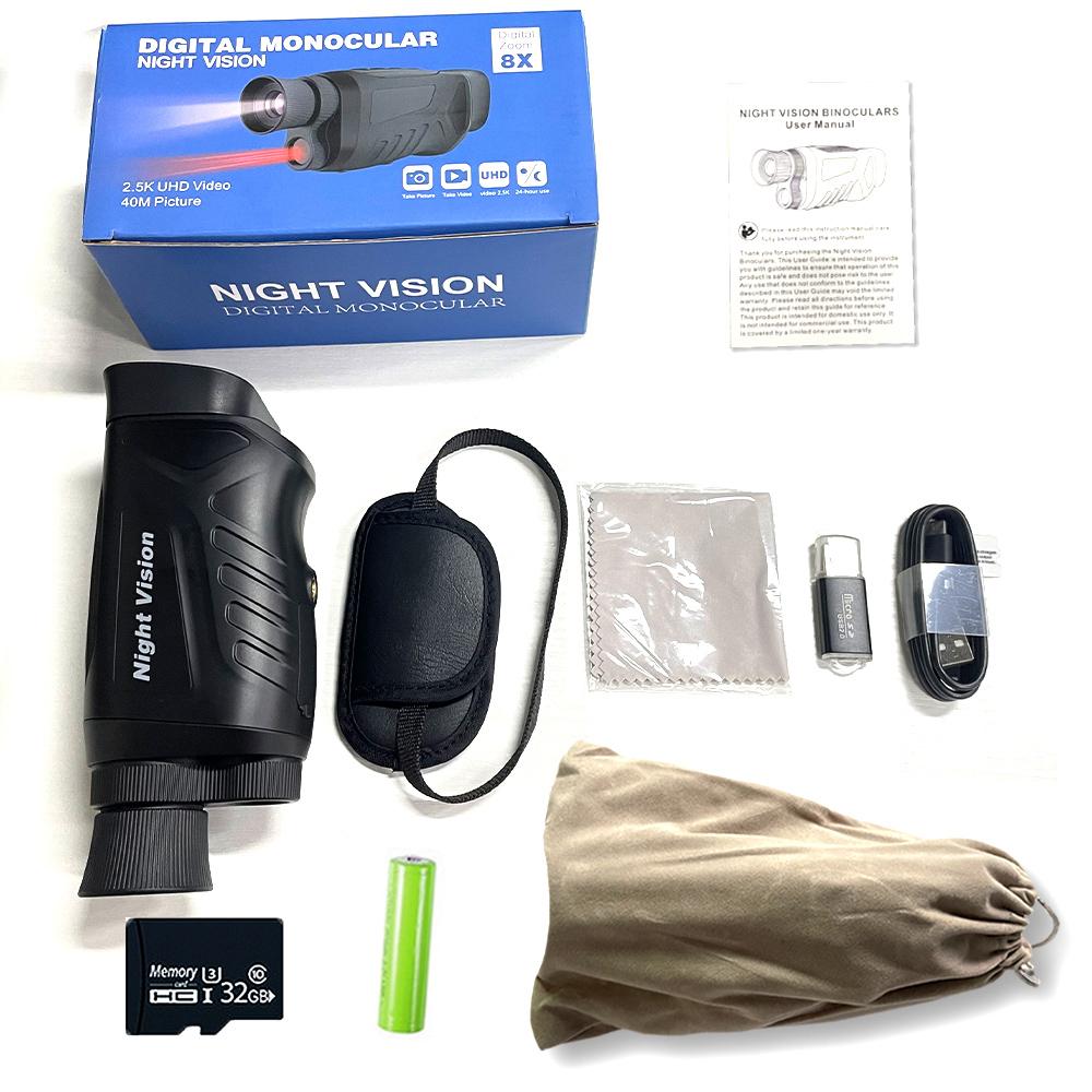 Dt19 Portable 300m Infrared Monocular Night Vision 2.5k Uhd 48m Pixels 8x Digital Zoom Telescope For Hunting Camping