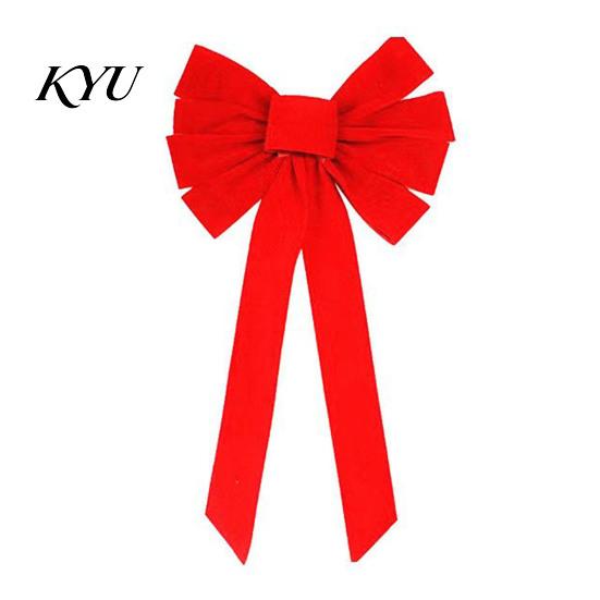 Large Christmas Wreath Decor Flocked Bow Decoration, Velvet Red Ribbon for Holiday Tree Soft Decorations Topper Gift Box Packaging And Embellishment,