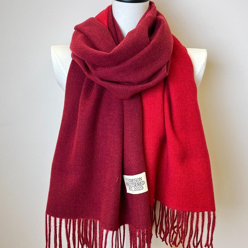 Double-sided Two Colors Scarf Simple Basic Imitation Cashmere Tassel Shawl Autumn Winter Unisex Coldproof Neck Guard Scarf