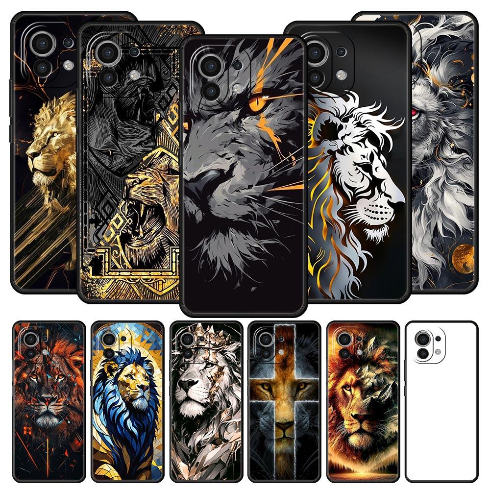 Cross Pattern Bicolor Lion Phone Case Cover for Xiaomi Mi 17 15 14 13 12 11 Ultra 15T 14T 13T 12T 11T Pro Lite 5G Soft TPU Shell