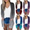 Women's Fashion Loose Casual Pocket Print Long Sleeve Cardigan Jacket Tops