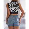 QICED Летний укороченный топ с вырезами и контрастным зебровым принтом для женщин