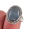Ювелирное кольцо из чистого серебра 925 пробы с натуральным лабрадоритом, размер 7 p7F53