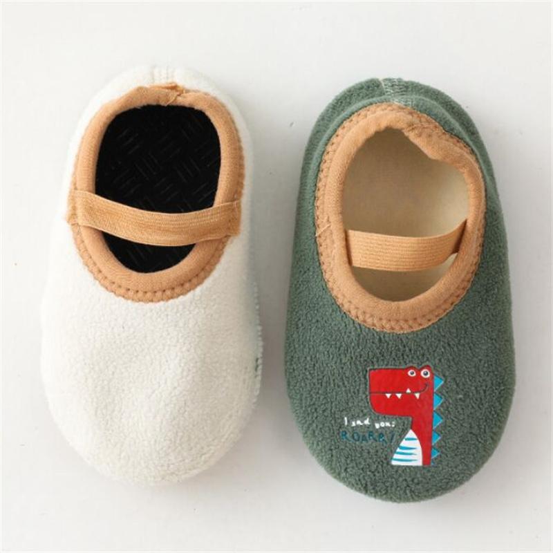 Baby Boys Girls Shoes First Walkers Winter Indoor Outdoor Slippers Infant Crib Floor Shoes with Rubber Sole Anti-slip