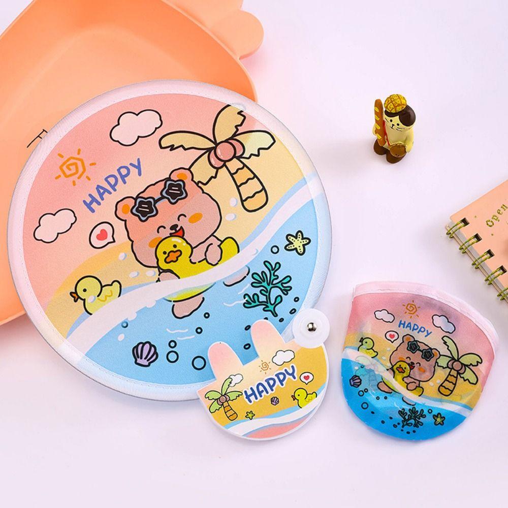 5 шт. Декоративный круглый карманный веер Мультяшный прохладный веер Портативный ручной веер Студент