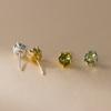 925 Sterling Silver Peridot Green CZ Stud Earrings for Women Vintage Royal Crown Six-Prong Zirconia Earrings Fine Jewelry
