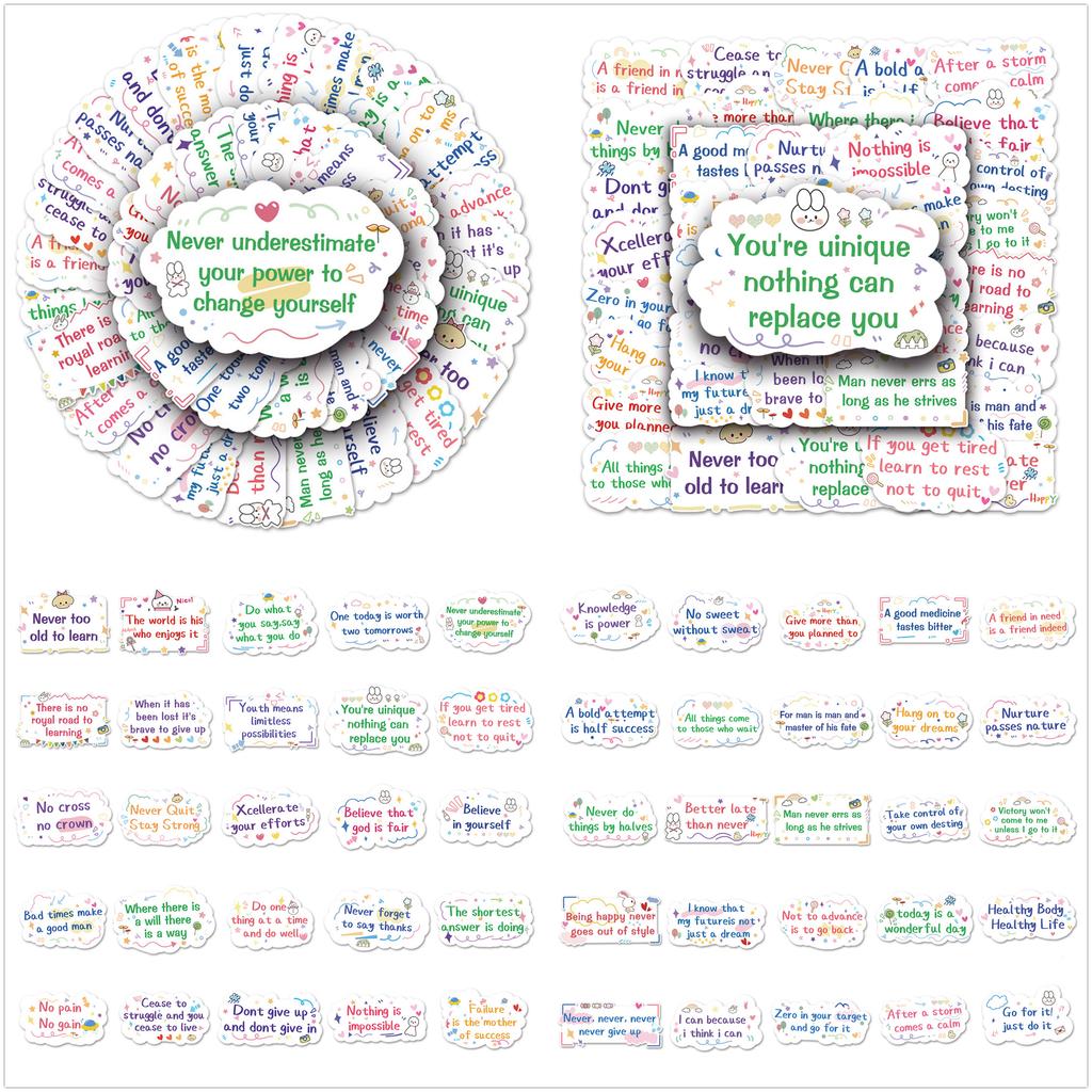 50Pcs Funny Wisdom Sentences Stickers DIY Fashion Waterproof Doodle Decals Stickers