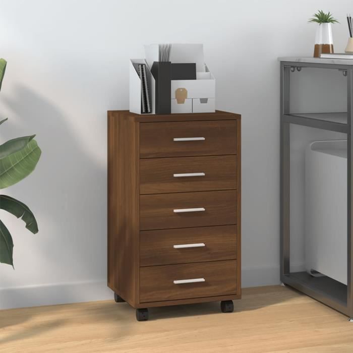 342676 vidaXL Chest of Drawers with Castors Brown Oak Engineered Wood