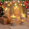 Metal Tea Light Holder 2Pcs Christmas Hollow Candle Holder, Vintage Tabletop Tealight Lantern, Xmas Elk, Tree, Star & Heart Silhouette Decor, Holiday