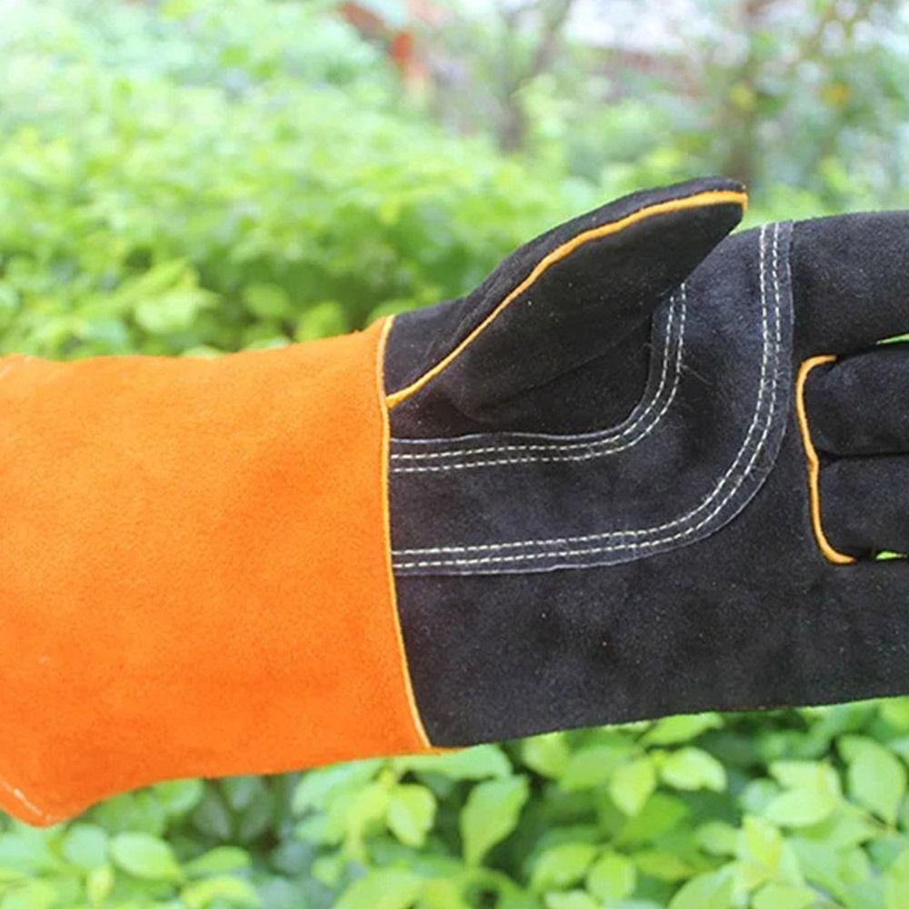 1 пара термостойких рабочих защитных перчаток, защита труда, сварочные перчатки, кожаные сварочные перчатки, садовые