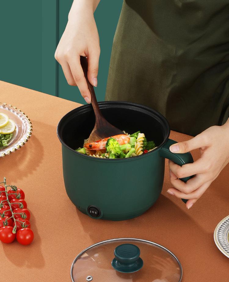 Компактная многофункциональная электрическая лапшеварка: Сковорода с антипригарным покрытием и кастрюля из нержавеющей стали для общежитий